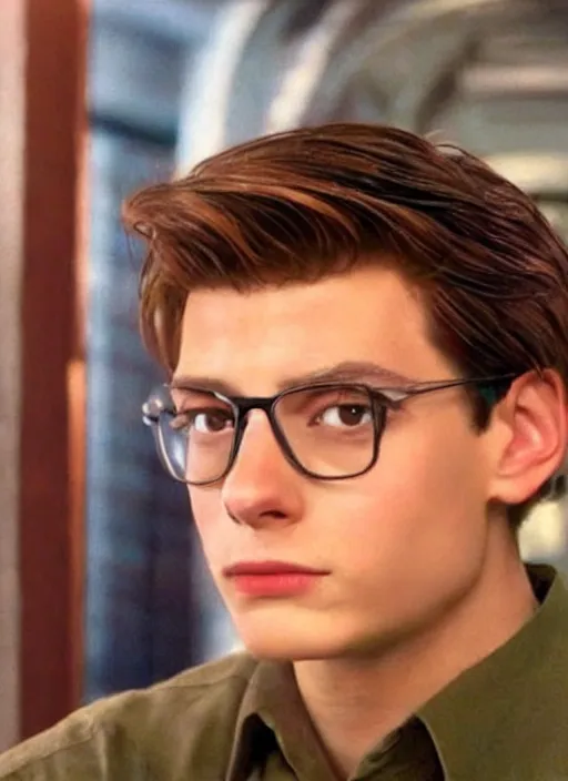 Image similar to very handsome peter parker looking at the camera with his spider suit removed to his waist