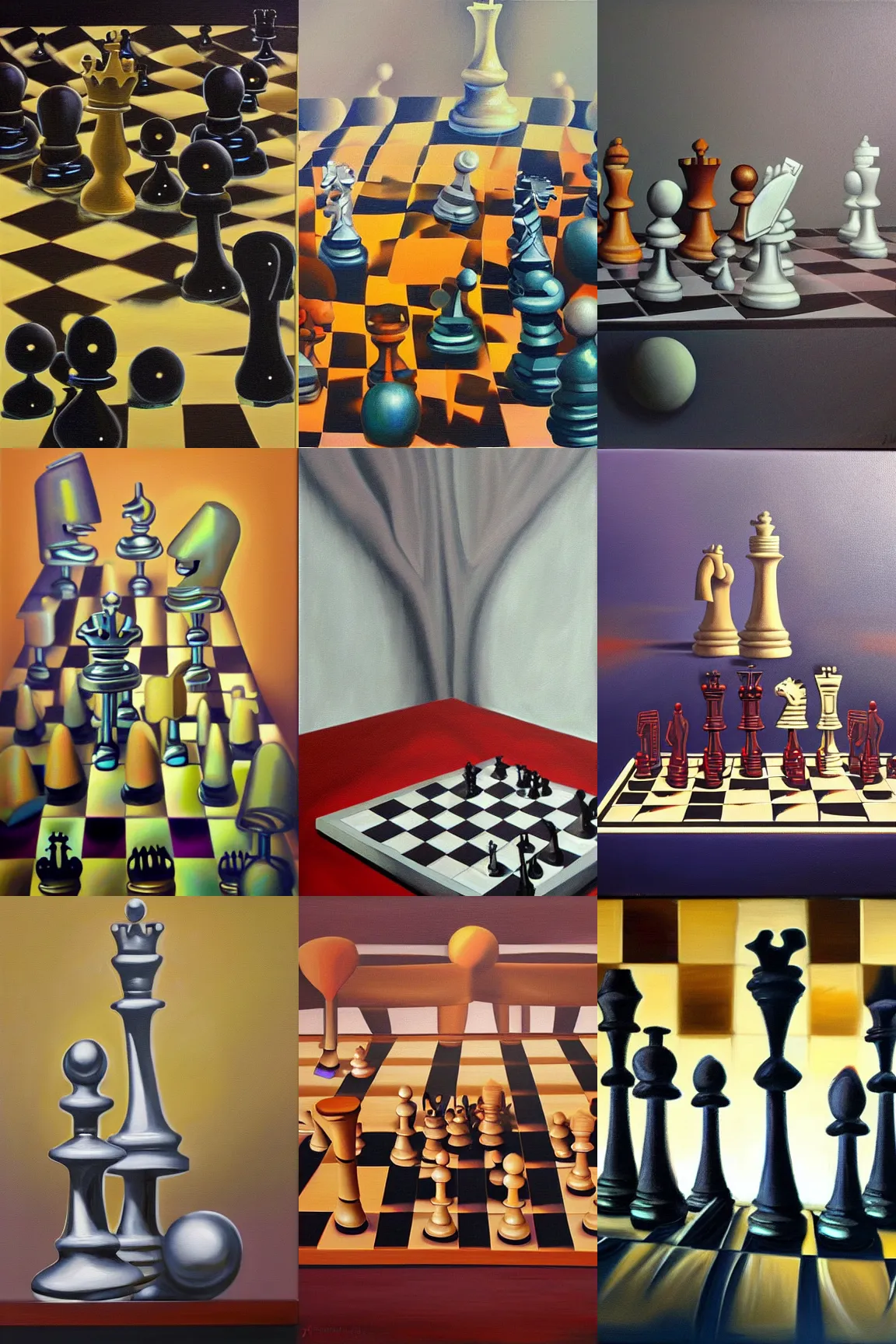 Prompt: surreal chess, oil on canvas