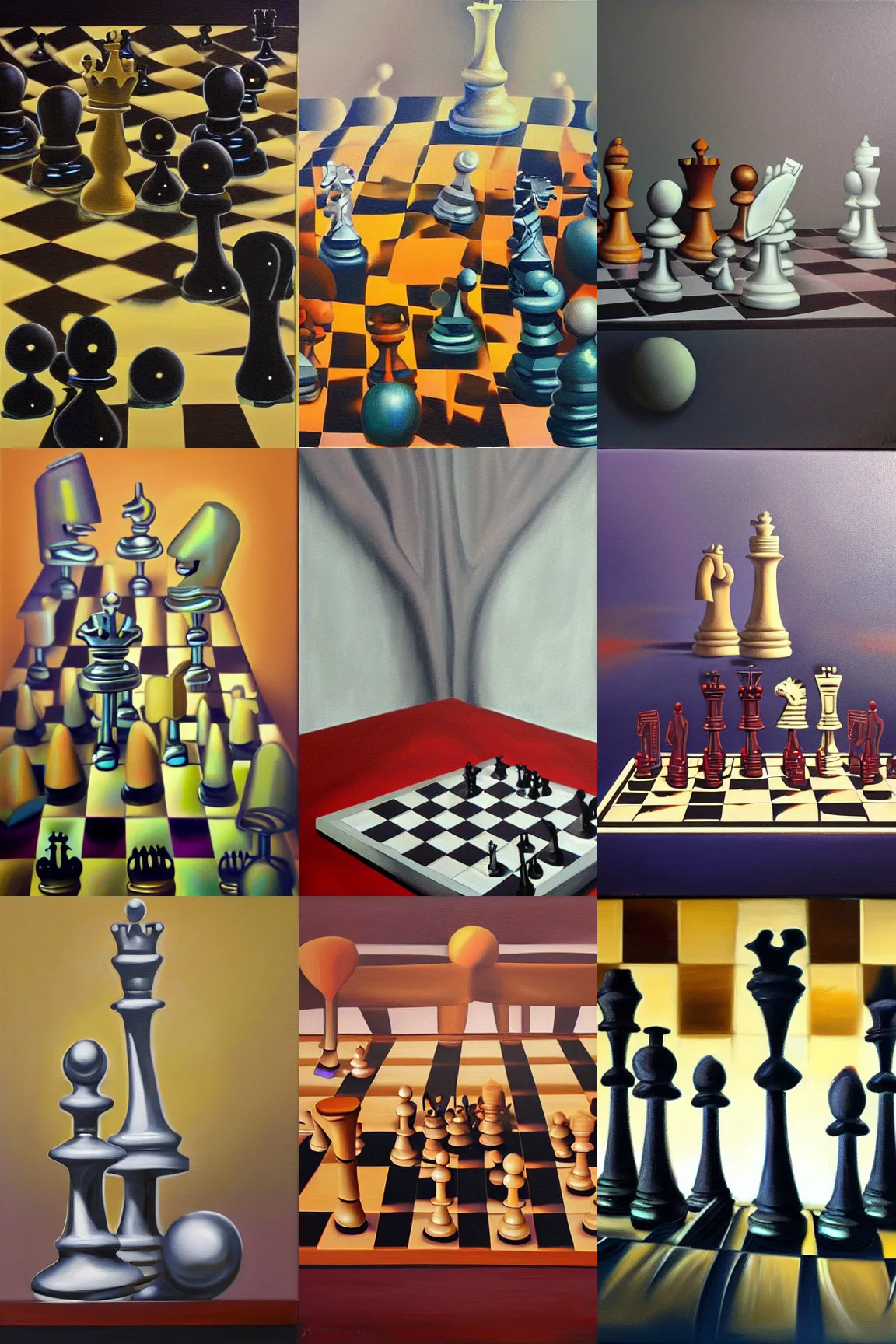 Neural network artistry chess pieces harmonize with skyscrapers in