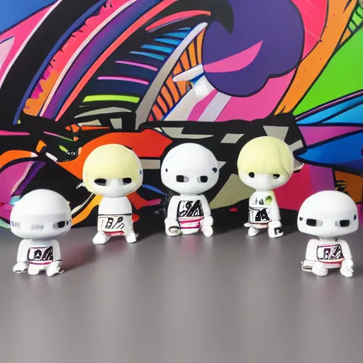 Image similar to an all white art vinyl figure, in the style of kidrobot, sket - one x iamretro, kenny wong x pop mart, space molly, frank kozik, guggimon, studio lighting, subsurface diffusion