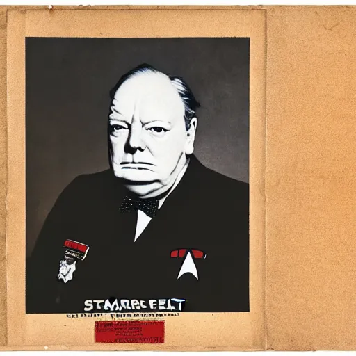 Image similar to starfleet uniform, portrait of winston churchill in starfleet uniform