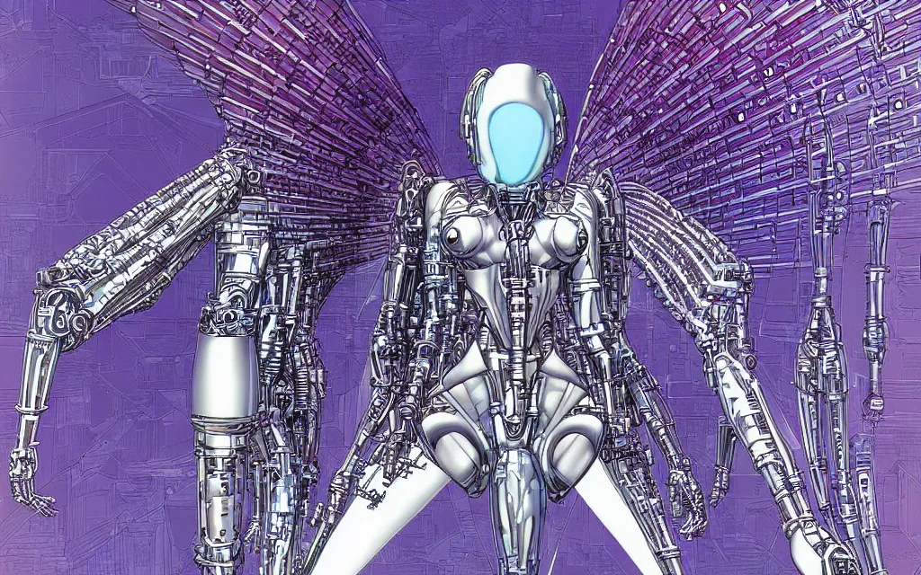 Image similar to futurist cybernetic angel, future perfect, award winning digital art by moebius