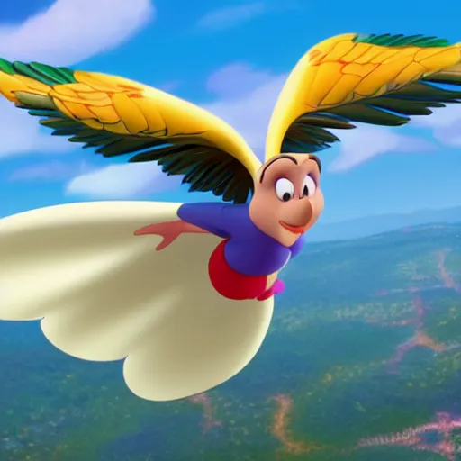 Prompt: mirabel from encanto with wings, disney animation from the movie encanto