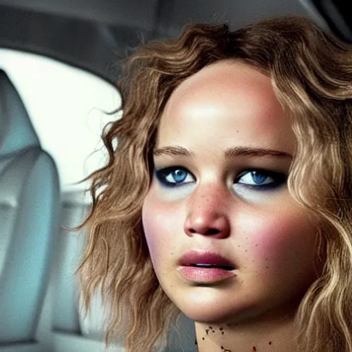 Image similar to Promo photo of Jennifer Lawrence as Dom in 2029 remake of Fast and the Furious