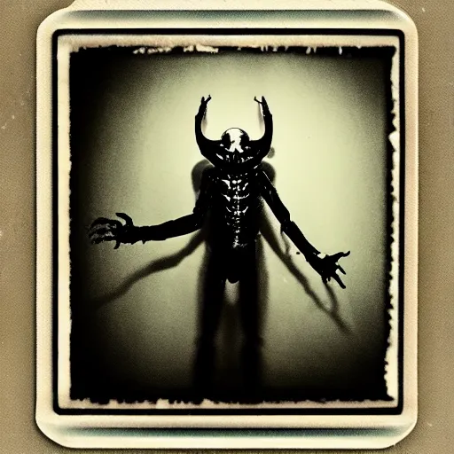 Prompt: transparent horror monster polaroid photo, dynamic pose, full body shot, sharp focus, grainy, interior, flashlight