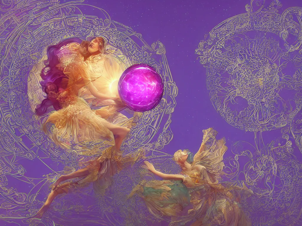 Image similar to the orb of dreams, sunlight study, art nouveau, by hans zatzka and ( ( ( ( lisa frank ) ) ) ), 8 k, sharp focus, octane render, ( ( ( kauai ) ) )