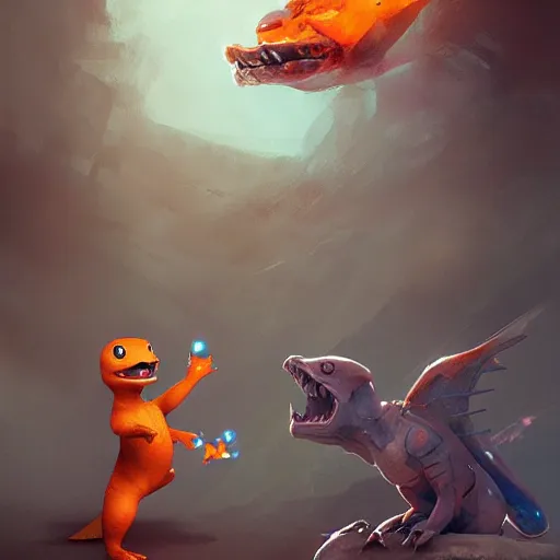 Prompt: Charmander of metal, digital Art, Greg rutkowski, Trending artstation,cinematic