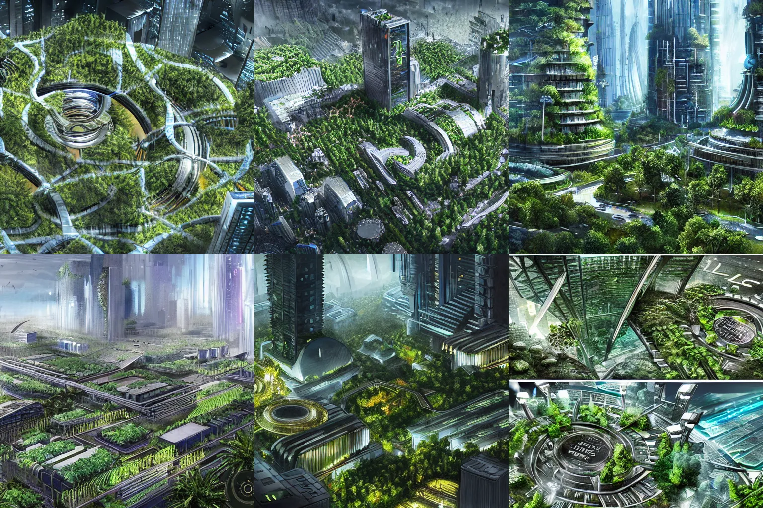 Prompt: Concept art of a futuristic Bitcoin megacity with plenty of vegetation, utopia, highly-detailed