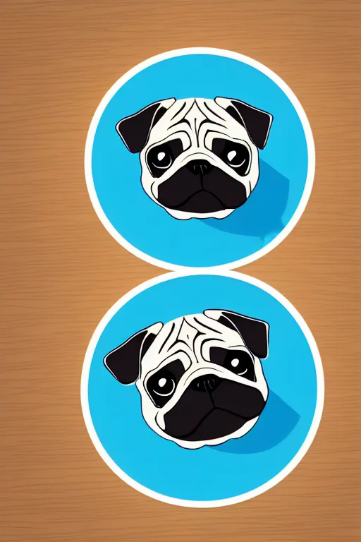 Image similar to Pug as a planet, sticker, colorful, illustration, highly detailed, simple, smooth and clean vector curves, no jagged lines, vector art, smooth