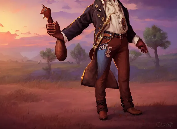 Image similar to character portrait feature of the anthro male anthropomorphic rat fursona wearing cowboy outfit wild west desperado standing next to an old monte carlo vintage car, character design stylized by charlie bowater, ross tran, artgerm, makoto shinkai, detailed, soft lighting, rendered in octane