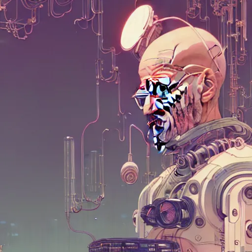 Image similar to a beautiful cyborg cyberpunk exquisite delicate hyperdetailed design 4 k wallpaper illustration walter white poster of strawberry milk, by james jean, victo ngai, studio ghibli, makoto shinkai, raphael lacoste, louis comfort tiffany, denoise, deblurring, artgerm, ross tran, alphonse maria mucha, krenz cushart