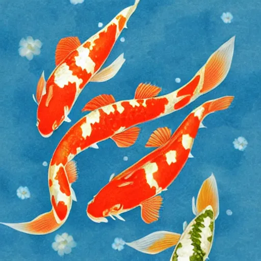 Prompt: koi fish in the style of Starry Knight