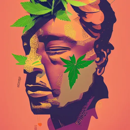 Prompt: marijuana poster by sachin teng, miami, organic painting, marijuana smoke, matte, hiphop, hard edges, energetic, 3 d shapes, asymmetrical, smoke, green, masterpiece