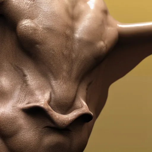 Prompt: a photo of a realistic minotaur, highly detailed, translucent skin, realistic, cinematic lighting, portrait