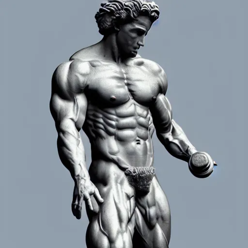 Prompt: a greek sculpture of a bodybuilder xqc, au naturel, hyper detailed, digital art, trending in artstation, cinematic lighting, studio quality, smooth render, unreal engine 5 rendered, octane rendered, art style by klimt and nixeu and ian sprigger and wlop and krenz cushart