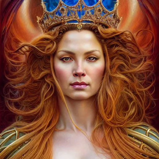 Prompt: highly detailed portrait of a majestic lioness queen in the form of a beautiful woman. d & d. art by donato giancola, chris rallis, anna dittmann, alberto vargas. trending on artstation, intricate details, energetic composition, golden ratio, concept art, illustration, elegant art, global illuminaition