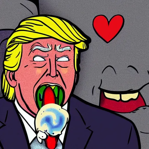 Image similar to close - up portrait of donald trump eating a nuclear bomb, by chris ware