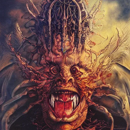 Prompt: realistic detailed image of Satan in heaven by Ayami Kojima, Amano, Karol Bak, Greg Hildebrandt, and Mark Brooks, Neo-Gothic, gothic, rich deep colors. Beksinski painting, part by Adrian Ghenie and Gerhard Richter. art by Takato Yamamoto. masterpiece