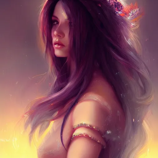 Image similar to a painting of a women with long hair, a detailed painting by ross tran, featured on cgsociety, fantasy art, detailed painting, deviantart, deviantart hd