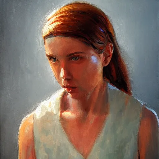 Image similar to character, painting by alexander rostov