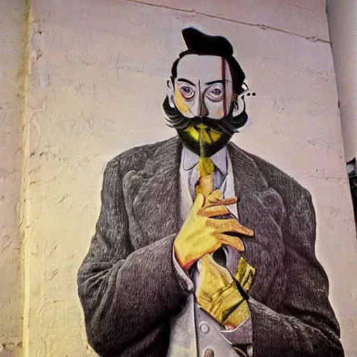 Image similar to bearded graffiti, real life, sharp focus, painted by salvador dali