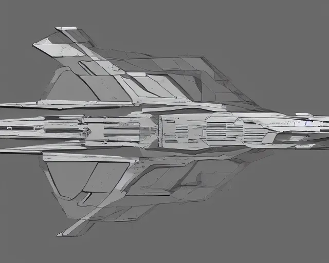 Prompt: silhouette of a huge military spaceship side view concept art