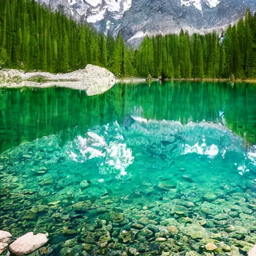 Image similar to mountains reflecting in the crystal clear water