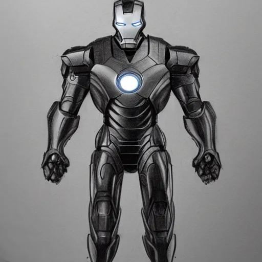 Prompt: Iron Man Giant Armor, pencil sketch, concept art