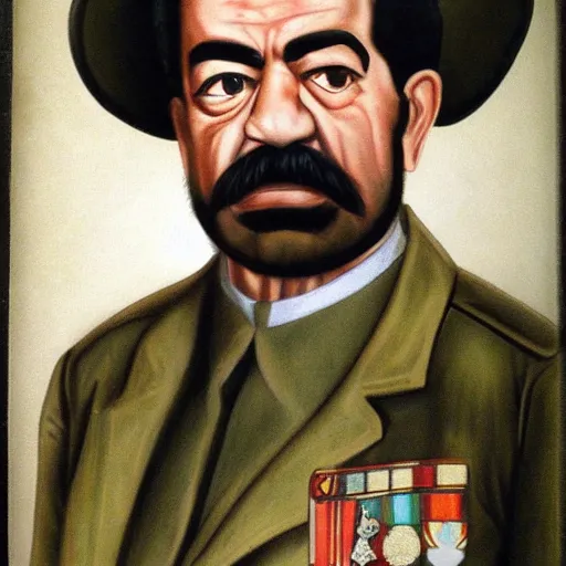 Prompt: civil war dageurrotype of saddam hussein, realistic,