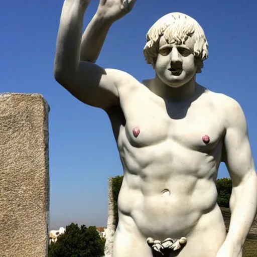 Image similar to boris johnson as a greek marble statue