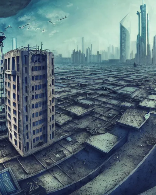 Prompt: a beautiful very detailed rendering of city architecture empire urbex abandoned unfinished building nature building industrial architecture by alvar aalto, fisheye desert matte painting nature lake postcyberpunk otherworldly liberty city biopunk laser, archdaily, wallpaper, highly detailed, trending on artstation.