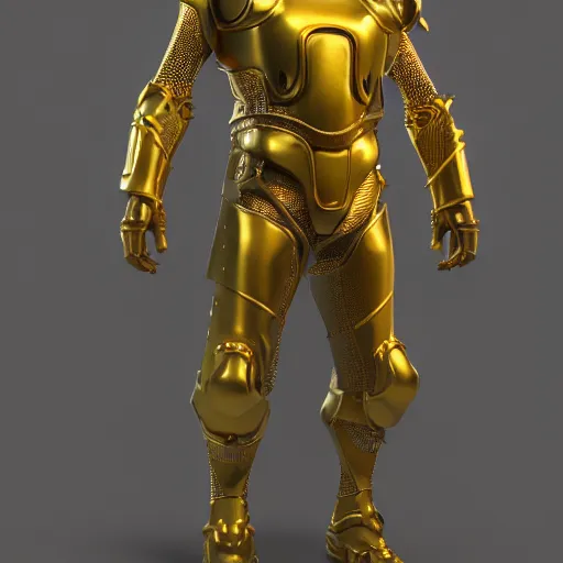 Image similar to Golden armor set, highly detailed, photorealism, substance 3d painter, texturing XYZ, Subsurface scattering, cinematic lighting, Unreal engine 5, octane render, cinema4d, vray, redshift, keyshot, Arnold render, marmoset toolbag,