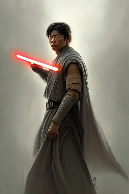 Image similar to breathtaking detailed concept art painting of a jedi winston churchil holding a lightsaber, by hsiao - ron cheng, exquisite detail, extremely moody lighting, 8 k