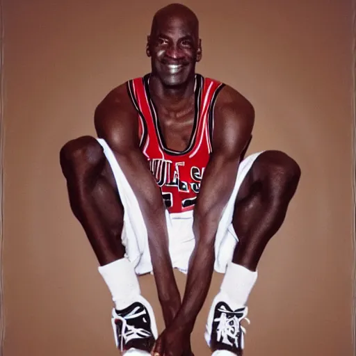 Image similar to michael jordan doing the splits, ballerina, portrait, high quality