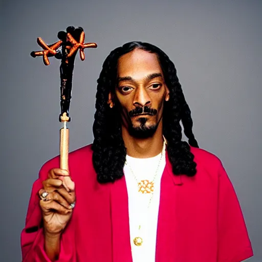 Prompt: Snoop Dogg holding a magic wand for a 1990s sitcom tv show, Studio Photograph, portrait, C 12.0