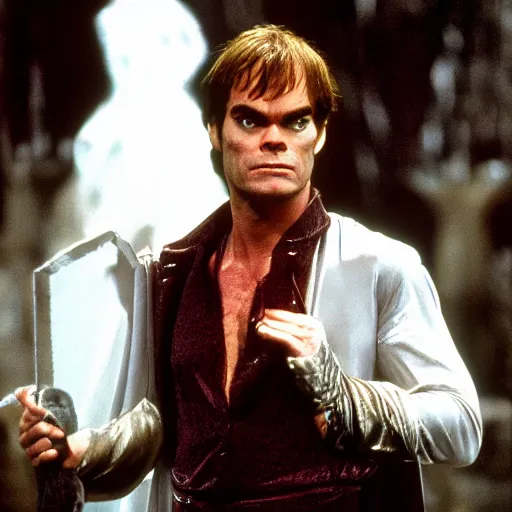 Prompt: dexter morgan as jareth in the labyrinth movie still