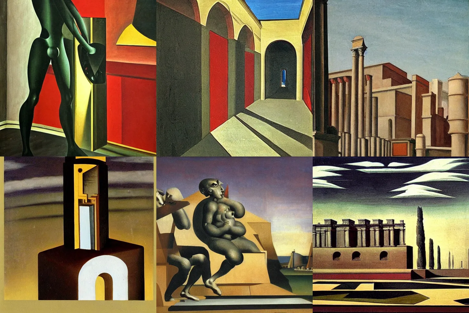 Image similar to painting by de chirico