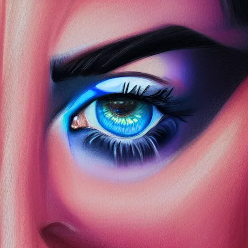 Image similar to a drawing of a woman's face with blue eyes, a digital painting by Nyuju Stumpy Brown, tumblr contest winner, digital art, speedpainting, flat shading, painterly