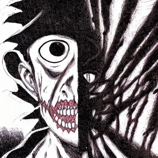 Image similar to death incarnated as a person, junji ito style