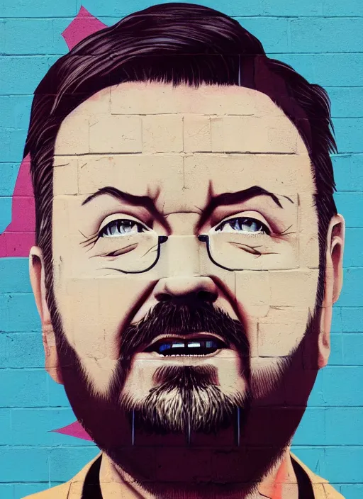 Image similar to symmetry!! portrait of ricky gervais by sachin teng, organic, cables, matte painting, geometric shapes, hard edges! graffiti, street art