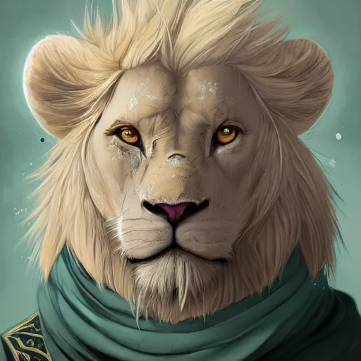 Prompt: aesthetic portrait commission of a albino male furry anthro lion wearing a traditional intricately designed mint colored Kimono, detailed face , hyperdetailed, snowy winter atmosphere. Character design by charlie bowater, ross tran, artgerm, and makoto shinkai, detailed, inked, western comic book art, 2021 award winning painting