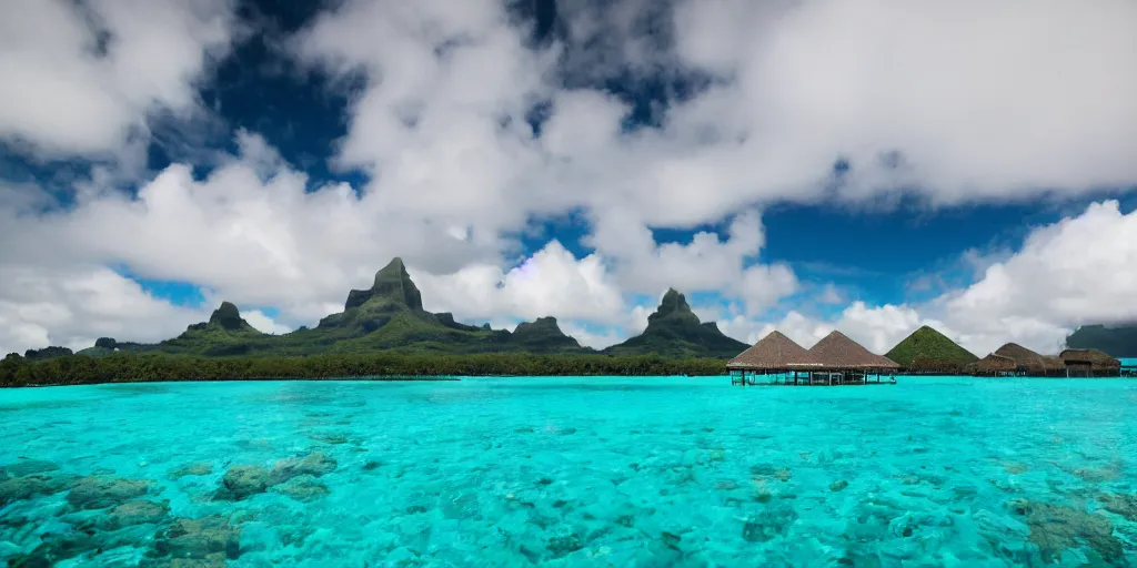 Prompt: i captured this shot last january in the bora bora using the fuji x - t 4 and my trusty fuji 5 0