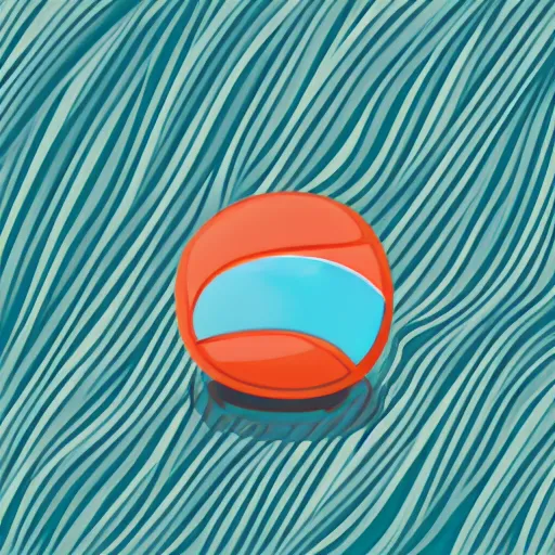 Image similar to waves in bottom front of a giant volleyball with seams in the background, vector logo, professional sports style, flat colour, svg, professional, sharp edges