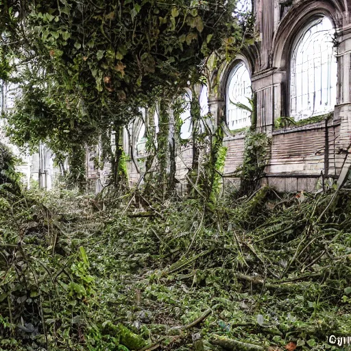 Prompt: photo of an overgrown london in ruins