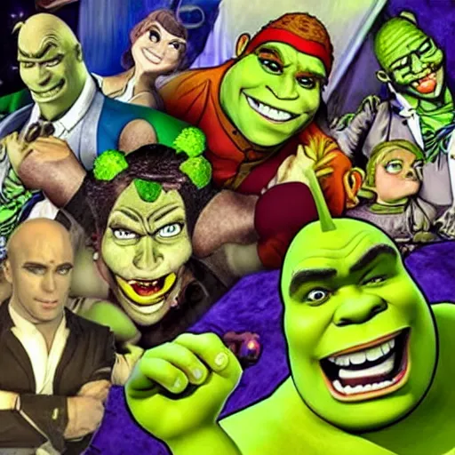 Prompt: shrek in jojo's bizarre adventure, shrek in the style of jojo bizzarre adventure