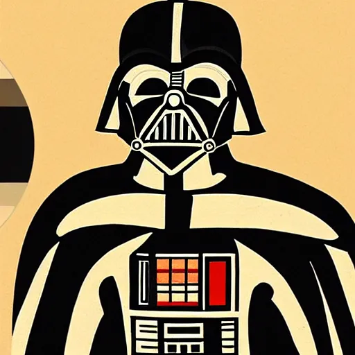 Image similar to darth vader in the style of ancient japanese paintings