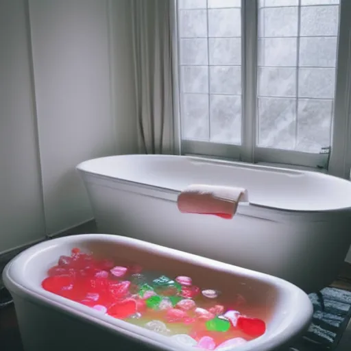 Image similar to a bathtub full of jello, cinematic lighting