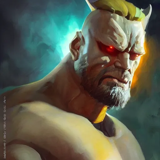 Image similar to greg manchess portrait painting of arthur douglas drax the destroyer as overwatch character, medium shot, asymmetrical, profile picture, organic painting, sunny day, matte painting, bold shapes, hard edges, street art, trending on artstation, by huang guangjian and gil elvgren and sachin teng