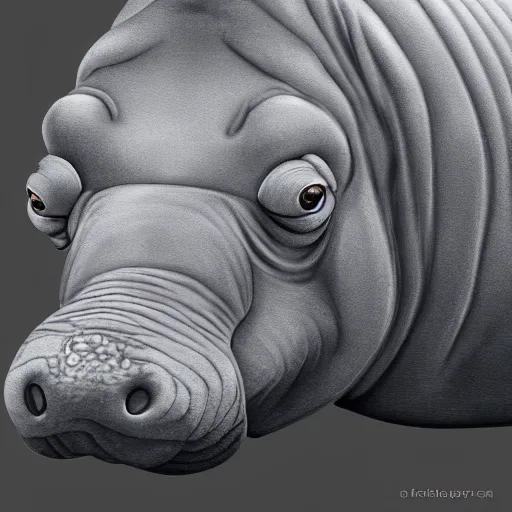 Image similar to grey hippo with silly eyes, art, cartoon, profile picture, hd