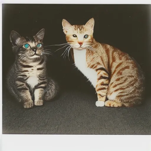 Prompt: polaroid of cats